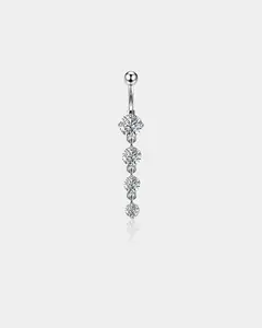 Triple CZ Dangle Belly Ring