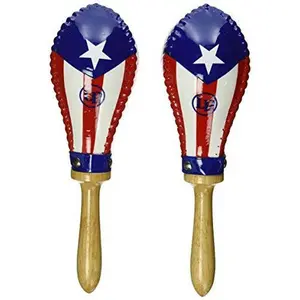 LP Salsa Rawhide Maracas Puerto Rico Flag, Pair (LP393-PR)