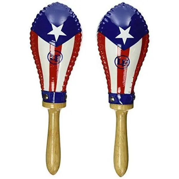 LP Salsa Rawhide Maracas Puerto Rico Flag, Pair (LP393-PR)