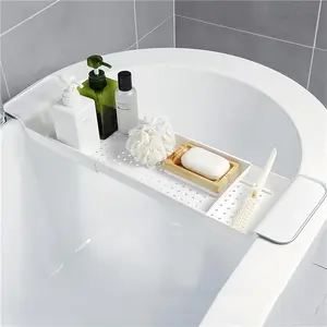 hghjtyt Bathtub tray Bathtub Caddy Bathtub bridge Retractable book Phone pad holder Toys Shampoo Soap storage Bathroom accessories