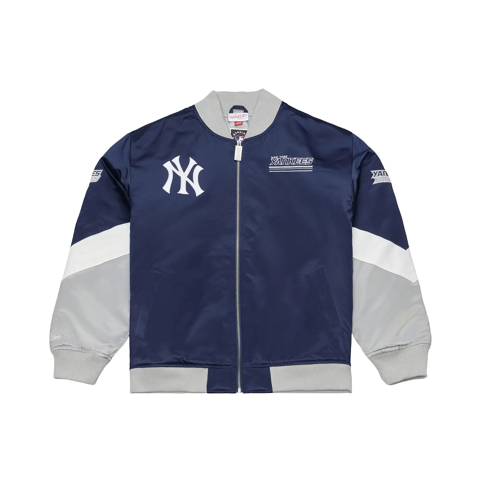 New York Yankees Navy Triple Check Heavyweight Satin Jacket