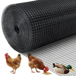 24in x 100ft Black Hardware Cloth 1/2 inch 19Ga PVC Coated Wire Mesh Vinyl Coated Fence, Welded Metal Chicken Wire Fencing Roll, Garden Plant Fencing, for Chicken Coop and Home Improvement