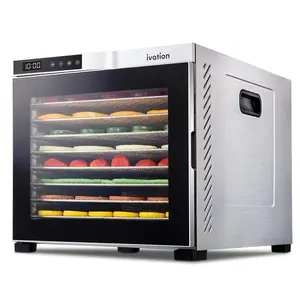 Ivation 10 Tray Commercial Food Dehydrator Machine | 1000w, Easy Setup, Digital Adjustable Timer and Temperature Control | Dryer for Jerky, Herb, Meat, Beef, Fruit and Dry Vegetables