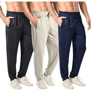 Mesh Jogger Sweatpants 3 Pack – Lightweight Quick Dry Athletic Pants with Zipper Pockets for Workout, Running