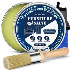 LANBEIDE Furniture Salve with Brush for Leather Wood Polisher Conditioner for Couch and Furniture Repair Salve with Brush and Towel