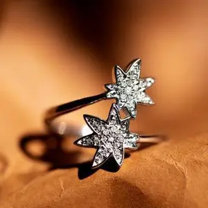 Silver Cannabis Diamond Ring for Women - Fashion Accessory