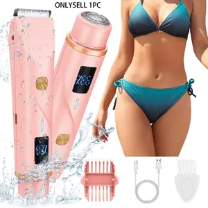 1pc Electric Razors Bikini Trimmer for Women, Body Hair Trimmer, USB Rechargeable Trimmer, Dual Head Electric Shaver with Ceramic Blade,IPX7 Waterproof & Painless Foil Shaver Razors with USB Charging Led Display,for Armpit Leg Body Facial