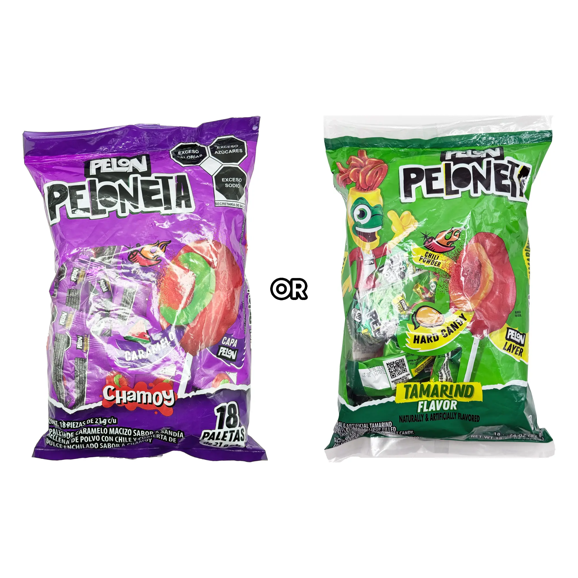 Pelon Peloneta - Tamarind or Chamoy Lollipop, Soft Exterior, 18 Pieces, Dulces Mexicanos, Mexican Candy, Spicy, Sweet Pelon Peloneta - Tamarind or Chamoy Lollipop, Soft Exterior, 18 Pieces, Dulces Mexicanos, Mexican Candy, Spicy, Sweet