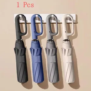 Automatic Folding Umbrella, Windproof & Waterproof, Wind Resistant Umbrella, Portable with Carabiner Handle, Unisex for Men & Women, 1pc/60pcs