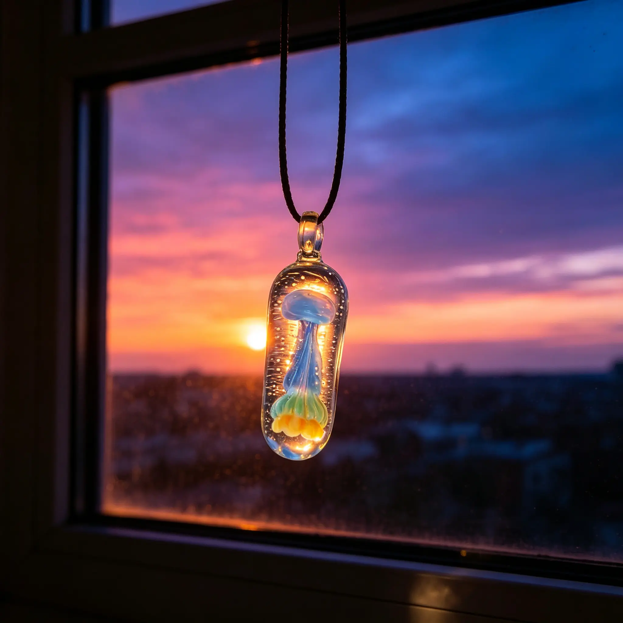 Handmade Jellyfish Pendant, Transparent Glass 3D Ocean Style Charm for Female Clavicle Necklaces, Unique Gifts in a Box, Luxury Transparent Capsule, Ideal Gift For Girlfriend & Friend, Ocean Style Clavicle Chain, 4.5 X 1.3 Cm, Women, No, Women's Fashion