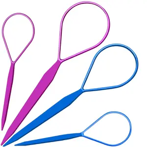 4PCS French Braid Hair Styling Tool Set  Ponytail Pull Through Loop for Easy Braids & Hairstyles | Flexible Hair Braiding Accessories for Thick, Long & Curly Hair | DIY Hairstyling Tools for Women & Girls