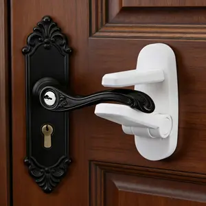 Door Lever Locks (2Pack) - Prevents Toddlers from Opening Doors - Durable ABS with 3M Adhesive - Easy One-Hand Operation for Adults, No Tools Needed  child door locks   child door locks home stopper smart fingerprint knob keyless doorknob