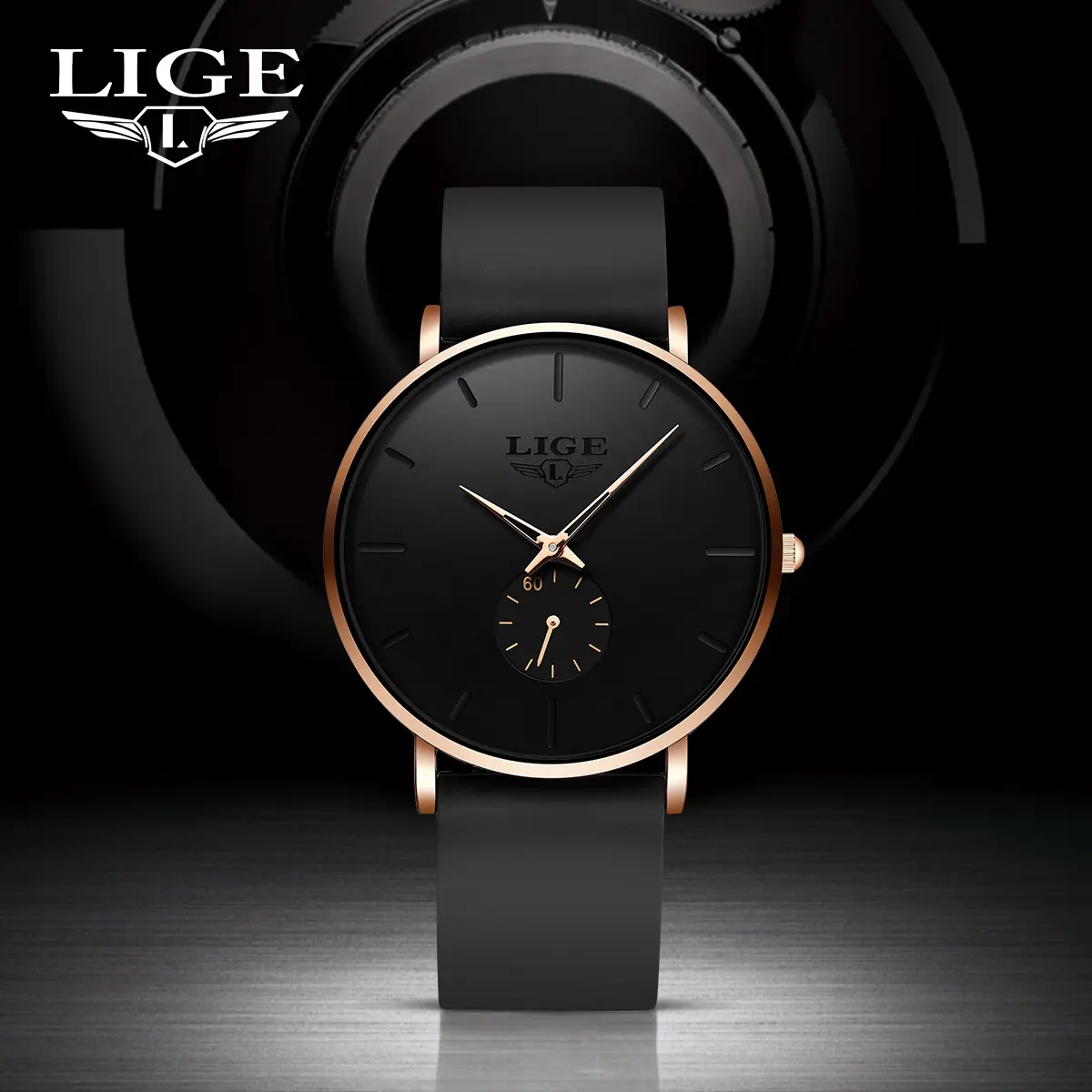 LIGE Men's Ultra-Thin Minimalist Analog Quartz Watch - Business Casual Round Face Design, Durable Mineral Crystal, Water-Resistant Buckle Closure, Business Casual Watch, Casual Round Dial