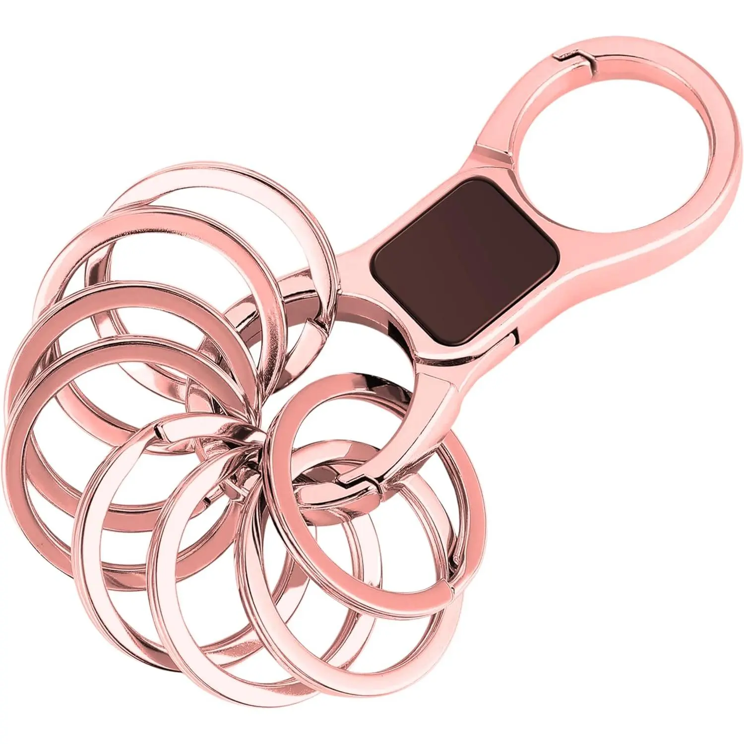Heavy Duty Quick-Release Clasp Keychain Organizer with 8 Key Rings for Cars