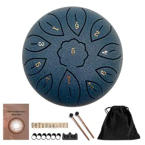 Steel Tongue Drum, 6 Inch 11 Notes Percussion Instrument for Musical Education, Meditation, Relaxation, Calming, Hand Pan Tank Drum with Bag, Music Gifts for Familys Friends Adults Beginners