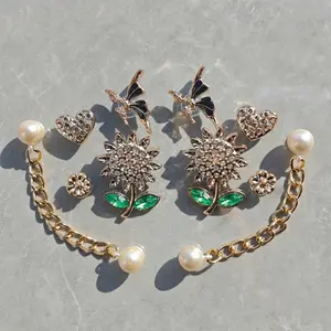 Premium 10Pcs Sunflower Shoe Charm Set - Rhinestone Pearl Butterfly & Heart Crocs Accessories, Shoes Not Included, Charms Only