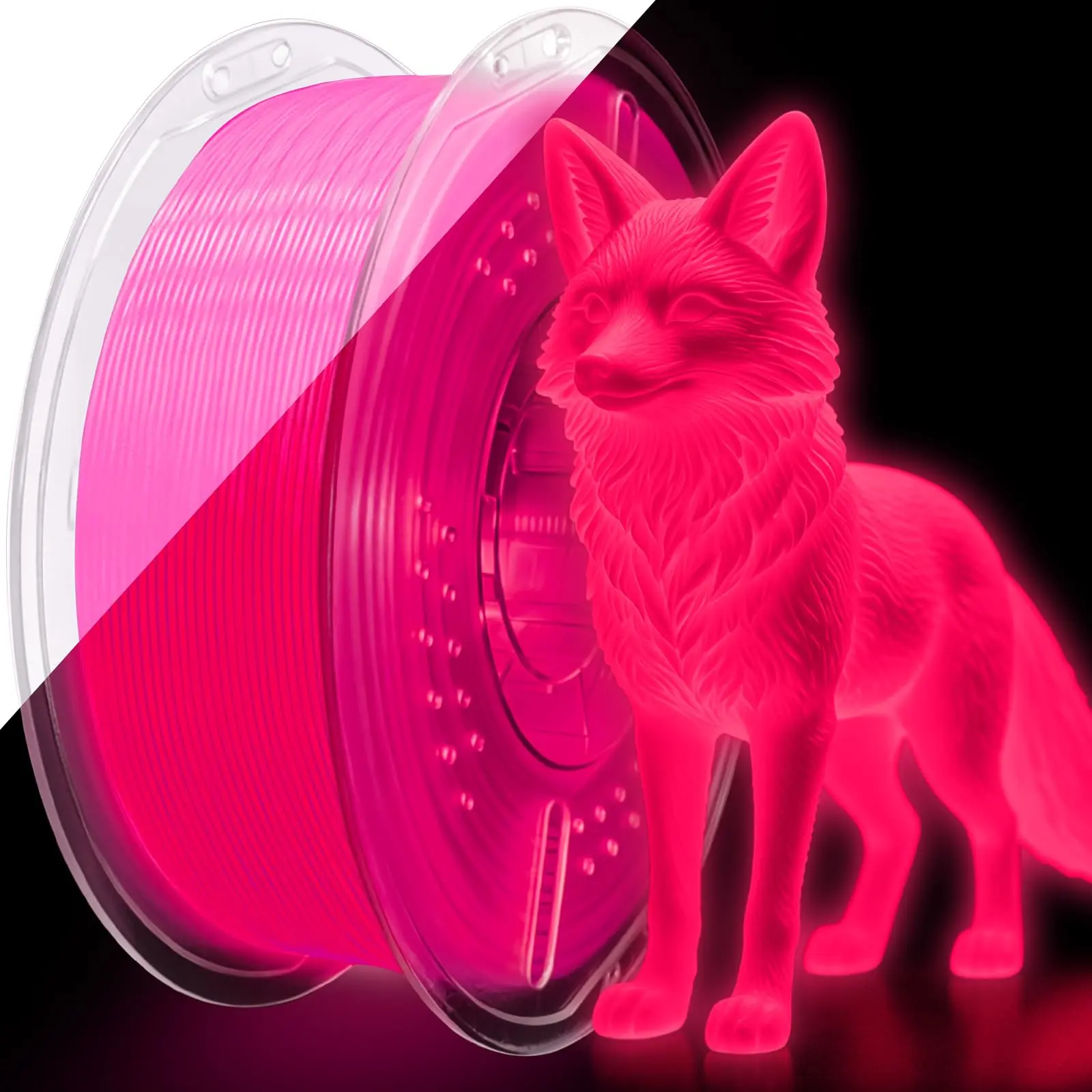 PLA+ 3D Printer Filament, Glow in The Dark Filament 1.75mm, Long-Lasting Glow & High-Brightness, Luminous Pink Bright 3D Printing Filament for Most FDM 3D Printer - 1kg Spool(Glow Pink)