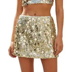 Fashion y2k Coquette Sequins Mini Skirts Women's Sexy Chic Summer Vacation Shiny Low Waist Bodycon Skirts Holiday Party Clubwear