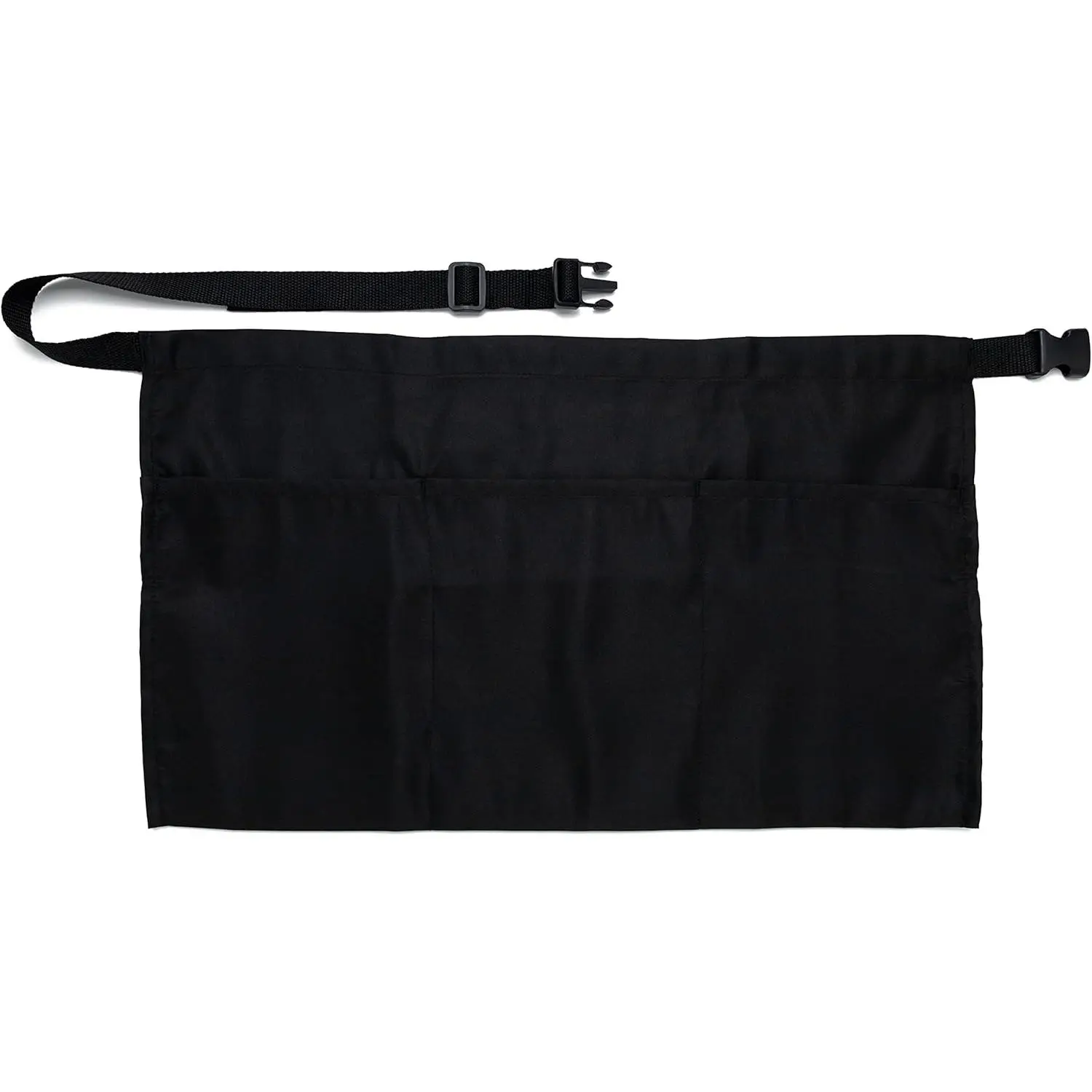 Clip-on Black Waist Apron with 3 Pockets (21x12 inches) Server Apron. Restaurant Half Aprons. Waitress, Waiter, Kitchen, Home