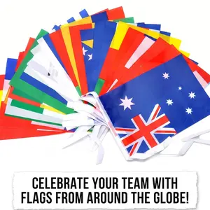 42 Nations World Flags Bunting, 20×28cm Multi-Country String Flags, Weather-Resistant Polyester Banner for Sports Bar, Festival, Grand Opening, Classroom & Global Events