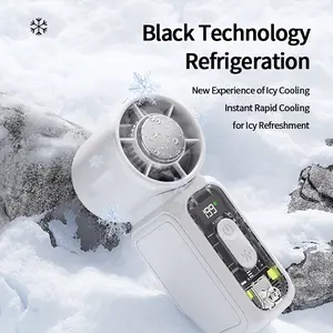 W&O Handheld Fan with Mirror & Lanyard, Type C Rechargeable Small Fan with Adjustable 5 Speeds & LED Power Display, Mini Fan with Air Turbo Tech Cooling Fan for Office Bedroom Outdoor Travel Camping