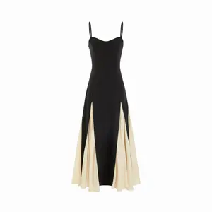 Cider Color-Blocked Scoop Neck Flared Maxi Dress