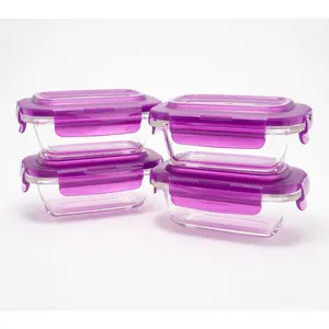 LocknLock Set of (4) 1-Cup Mini Glass Loaf Baking Dishes