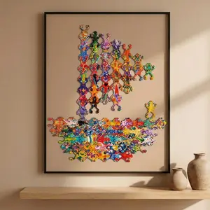Frog art puzzle suitable for children, a parent-child interactive desktop game that matches early education and intelligence development, a multifunctional toy for both boys and girls