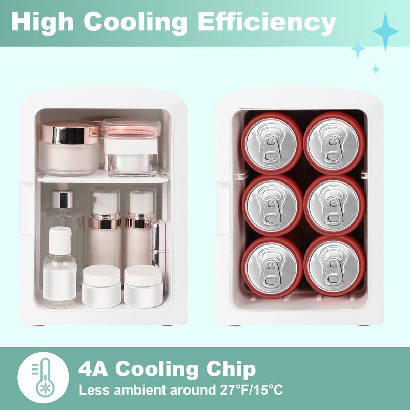 iceBLUE Mini Fridge for Bedroom 4L/6 Cans Skincare Fridge with Dimmable LED Light Mirror Portable Mini Fridge for Dorm Office and Car Cooler and Warmer for Refrigerating Makeup Skin Care and Food Black Green Beauty Refrigerator chilled  skincare organ iza