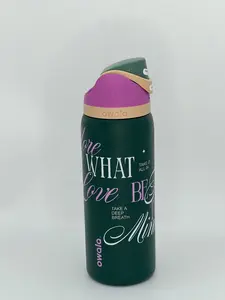 Owala 32oz water bottle with dark green heart print. BPA-free and portable. Perfect for sports, workouts, trips, hiking and daily office use.