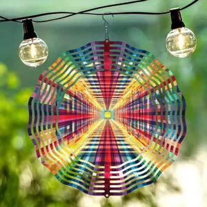 Colorful Neon Geometric Metal Wind Chime, Outdoor Decor, Ideal Garden Decoration Gift for a Vivid Ambiance