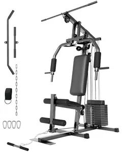 Home Gym with 100LBS Weight Stack, Workout Station with Leg Press, Exercise Equipment ，for Full Body Strength Training, Preacher Curl and Leg