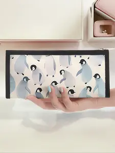 Penguin Pattern Triangle Pencil Case, Portable Multi-Functional Stationery Bag, Zipper Design, Unisex School Supplies Organizer