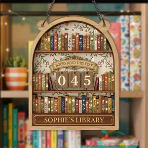 Vintage Book Tracker Sign, Personalized Reading Tracker, Library Decor, Book Lover Gift, Books Read This Year Counter, Reading Lover Gift