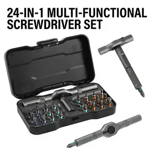 Fashion Tiger 24 in 1 DlY Screwdriver Set,1 Set SwitchableScrewdriver Shape Magnetic Screwdriver Set,Compact and Portable Ratchet Screw0driver SetHome Repair Tool Box
