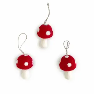 Red Toadstool Ornaments (Mushrooms) - Set of 3