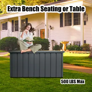 Domi Outdoor Deck Box, Waterproof Lockable Steel Outdoor Storage Container for Outside Cushions, Garden Tools, Toys and Pools Equipment (Gray)