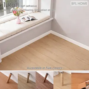 1 roll of wear-resistant vinyl flooring renovation tape, 3D wood grain, thickened material, 5 colors available, Durable PVC material, easy to install, easy to cut, straight-line splicing, suitable for leveling floors or wall renovation decoration