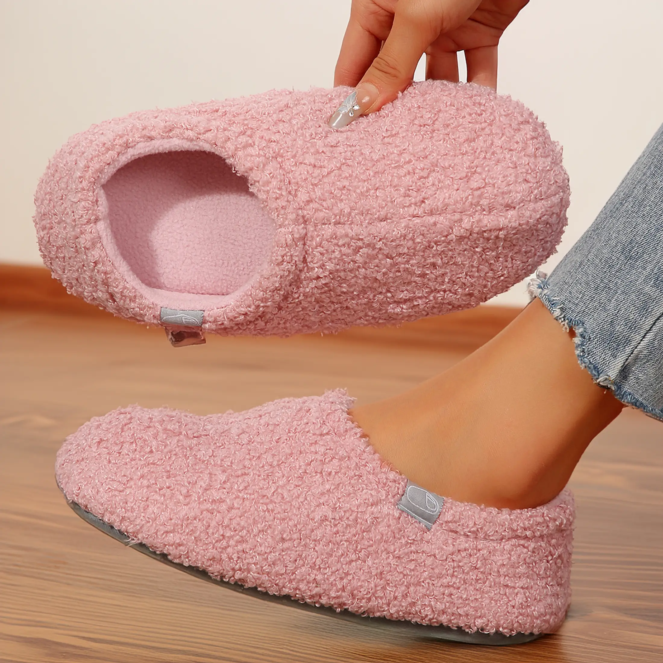 Women's Fuzzy Slip-on Slippers Soft Comfy Memory Foam Indoor House Shoes