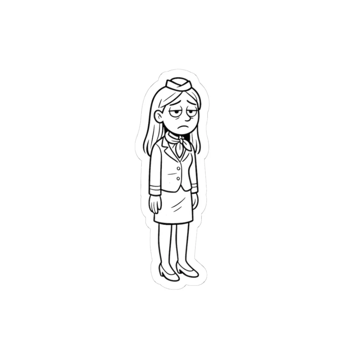 Exhausted Female Flight Attendant Sticker
