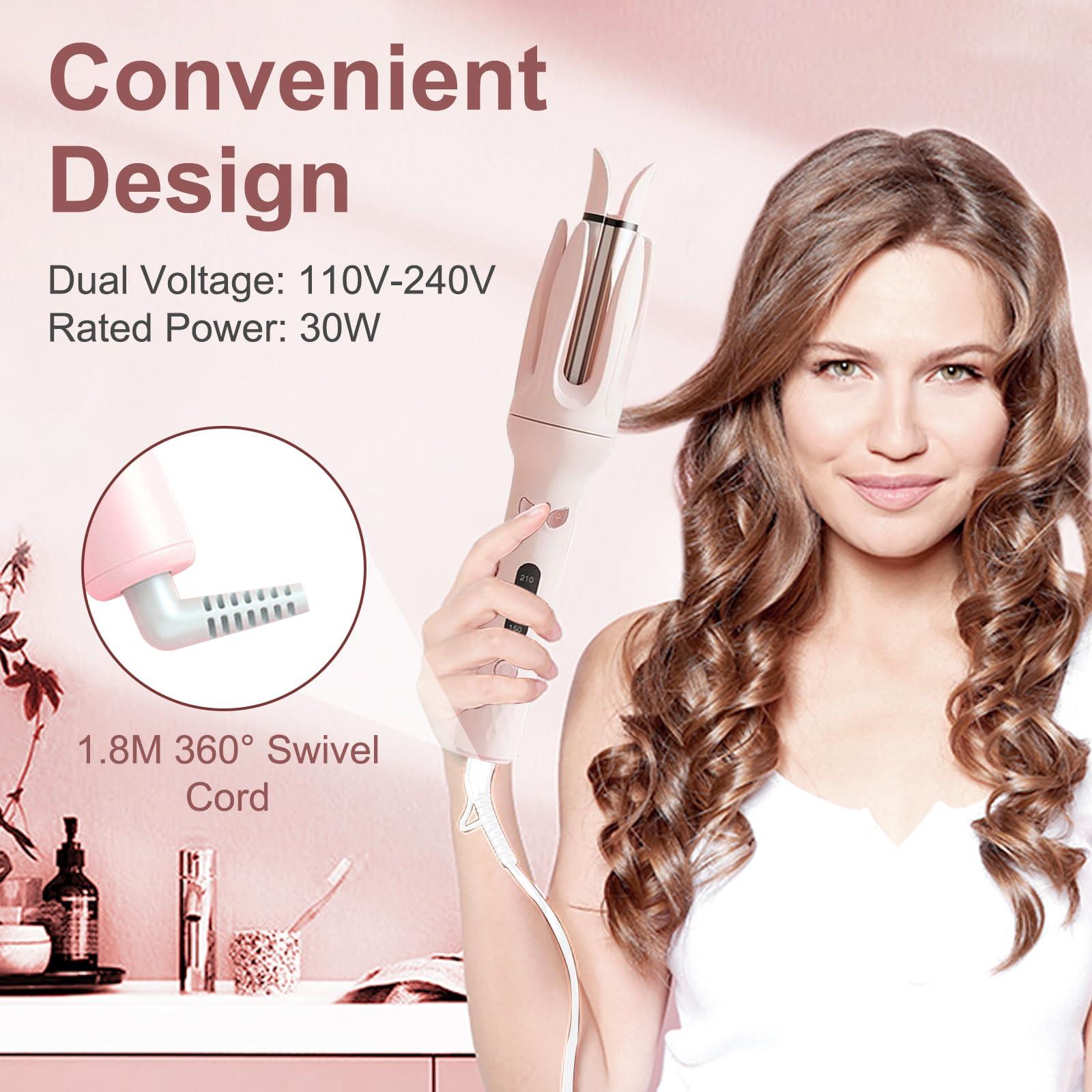 【Summer Sale Deals】New Upgrade Automatic Curling Iron with 3  Frizz-Free Smooth Shiny Hair, Anti-Scald-Tangle for Long Hair Auto Shut-Off Comfortable Hair Care Easy Operation Hair Styling Tool for Women & Home Use valentine gifts Bidirectional Rotation