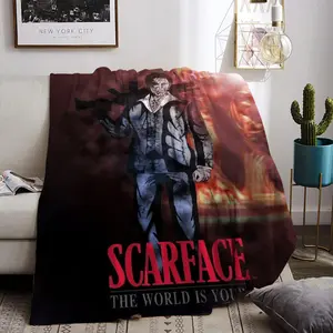 3D Movie Scarface Throw Flannel All Weather Blanket Kneeling Blankets Fluffy Warm Winter Blanket Blankets on Offer Home Knee Throw Wearing Microfiber