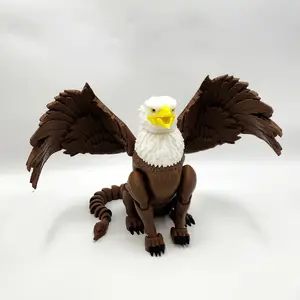 3D Printed Articulated Griffin Action Figure | Mythical Grand Gryphon Fidget Toy | Fantasy Desk Pet & RPG Tabletop Decor (20cm)