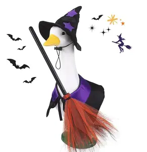 Halloween  Porch Goose Outfit-23" Cement Plastic Goose Statue Costume Clothing.Festive Accessory for Halloween Garden Party,Funny Fall Goose Shirt Decor for Outdoor Patio Lawn Yard Decor