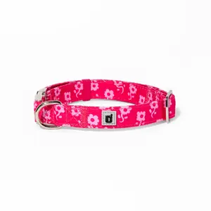 Pinkabloom Dog Collar - Adjustable and Comfortable Dog Collar, Pink Flowers Dog Collar