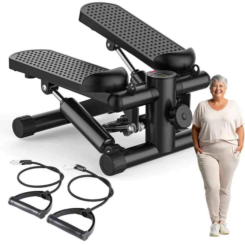 Sweetcrispy Unisex Twist Stair Stepper - Compact Exercise Equipment, Home Fitness Stepper, Adjustable Height, Portable Home Workout Gear, Resistance Bands, Multifunctional Fitness Tool for Senior Cardio