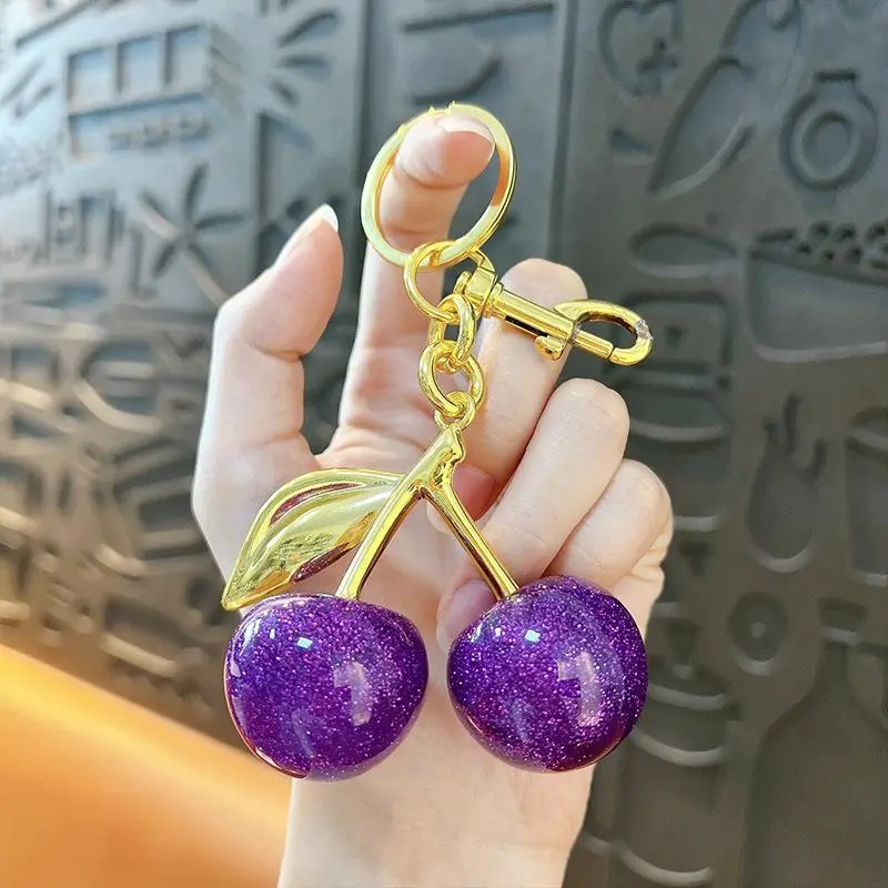 Purple Big Cherry Keychain, Perfect Gift for Gifting