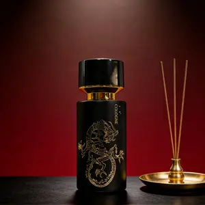 Ink Dragon Scent 50ml | Steady Woody Notes | Mature Men | Black & Gold Bottle with Golden Dragon Pattern | Business / Dinners