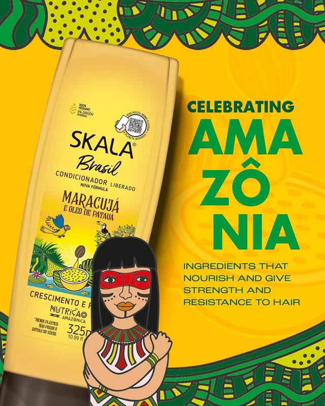 Skala Brasil Expert Viral Brazilian Hair Care Kit Maracujá & Patauá Oil Shampoo Conditioner 250ml Each Passion Fruit Hair Cream 35.2 oz Nourishing Cleanser Set Haircare