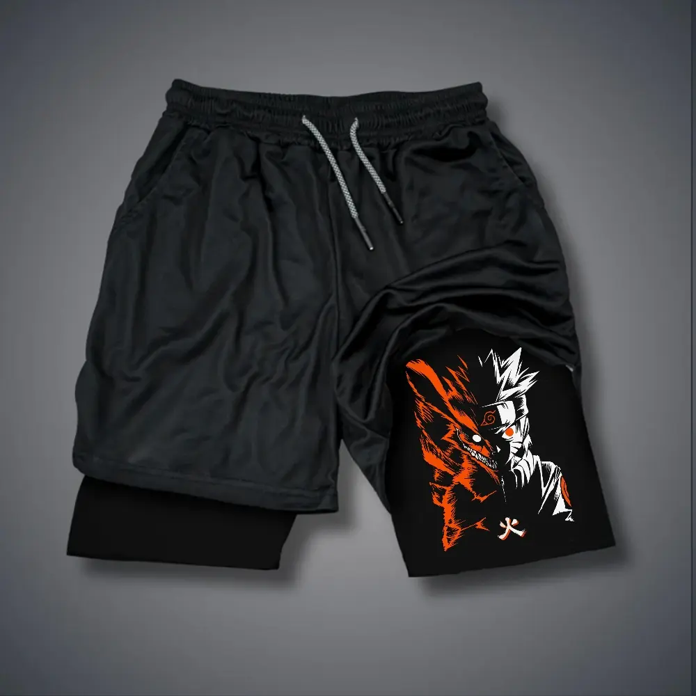 Naruto 80s 90s summer men shorts for men jorts outfit men graphic shorts Double-layer sports shorts Comfortable short shorts summer